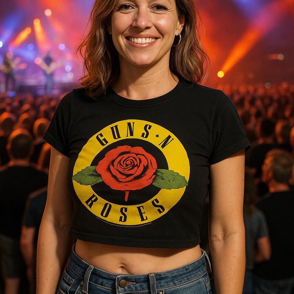 Guns N' Roses Band T-Shirt Bravado 2017 Licensed Juniors Large Black Rose Logo - Picture 2 of 7